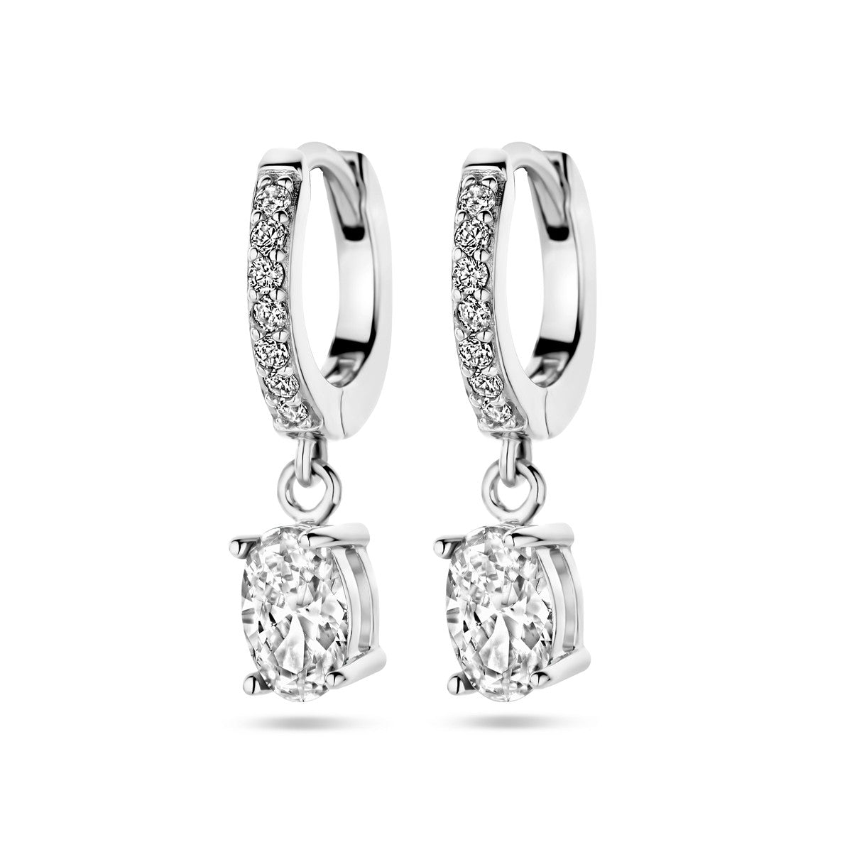 Zilver Gerhodineerd Klapoorringen Zirkonia 1338783 - PansiteNederland.nl