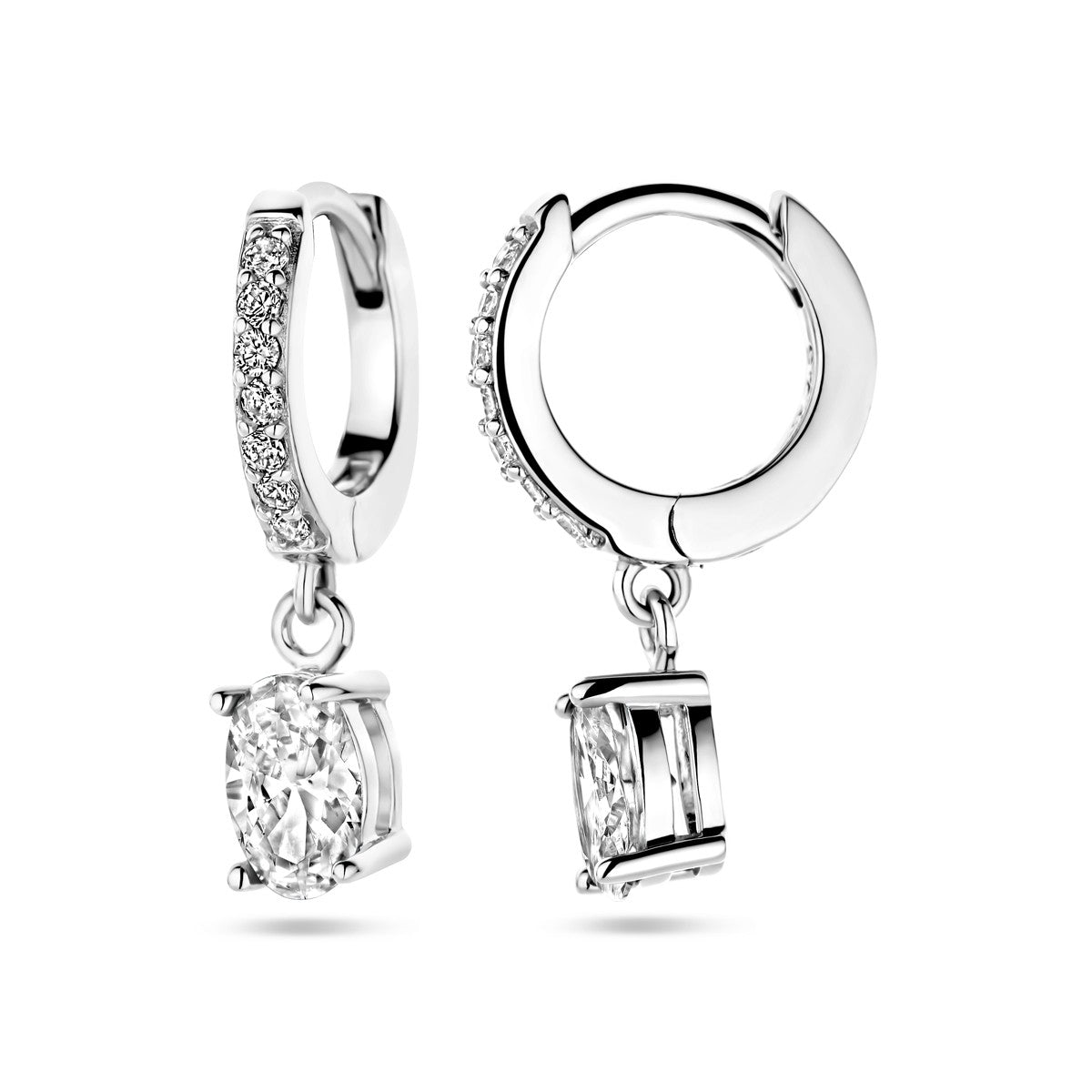 Zilver Gerhodineerd Klapoorringen Zirkonia 1338783 - PansiteNederland.nl