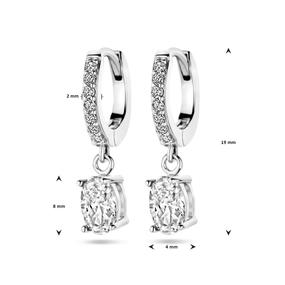 Zilver Gerhodineerd Klapoorringen Zirkonia 1338783 - PansiteNederland.nl