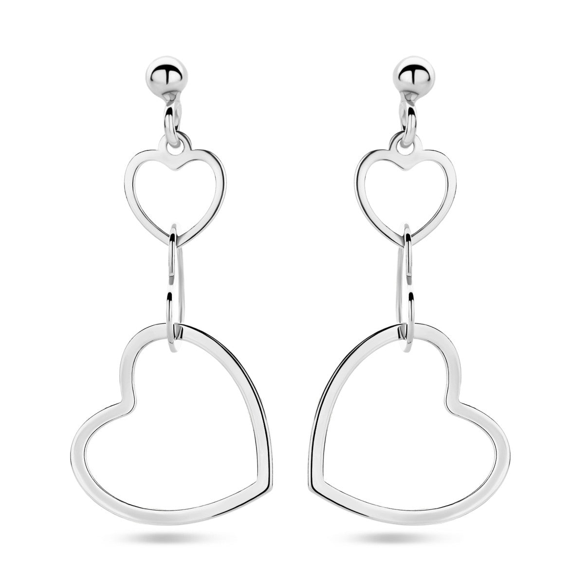 Zilver Gerhodineerd Oorhangers Hartjes 1338797 - PansiteNederland.nl