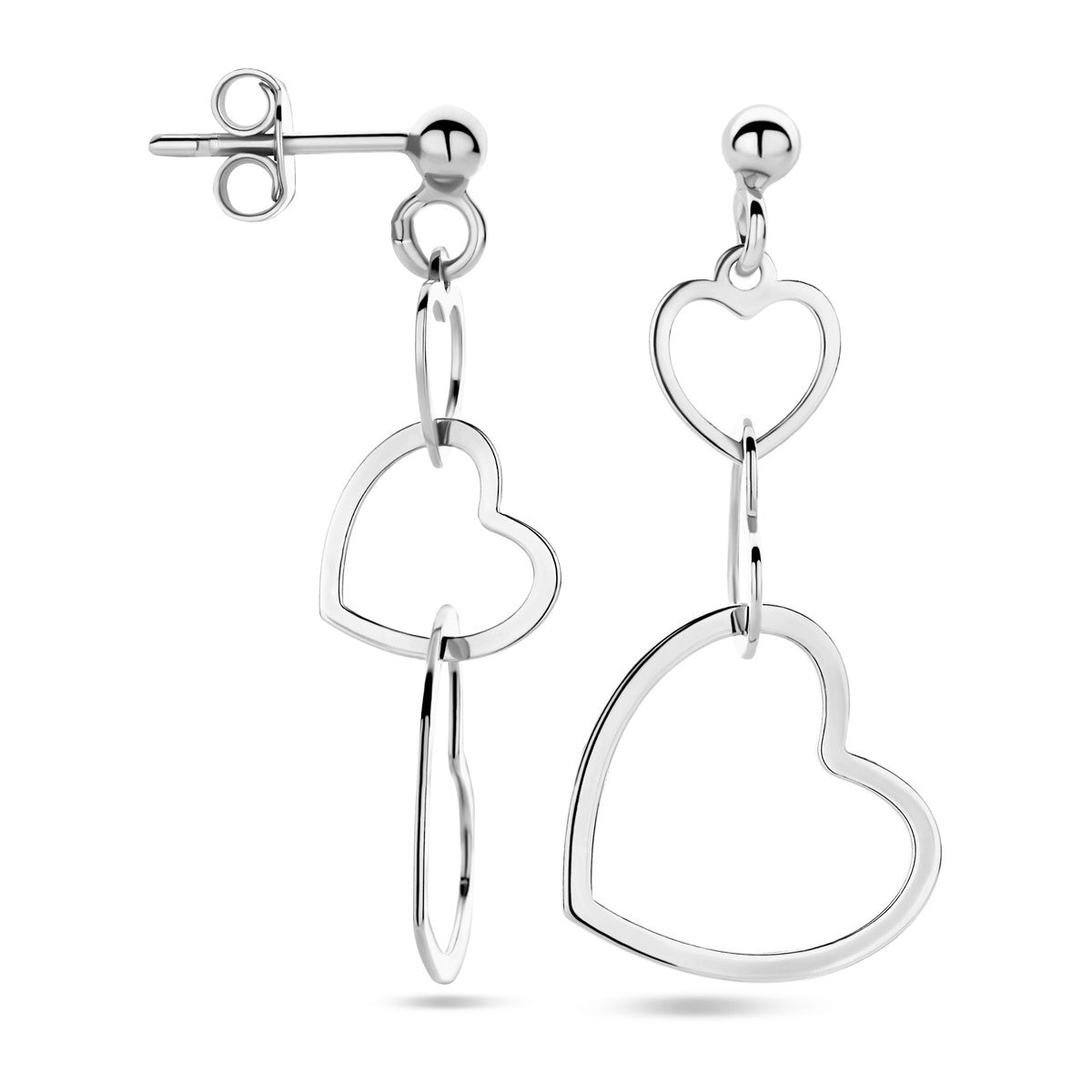 Zilver Gerhodineerd Oorhangers Hartjes 1338797 - PansiteNederland.nl