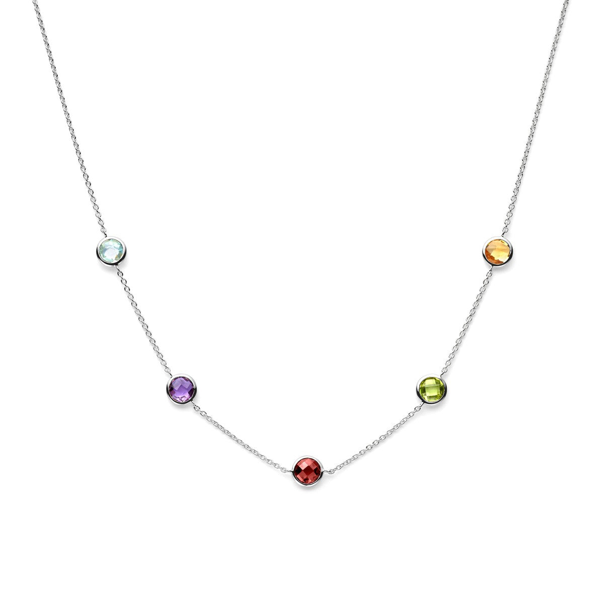 zilver gerhodineerd collier kleurstenen 42 - 43,5 - 45 cm 1338802 - PansiteNederland.nl
