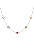 zilver gerhodineerd collier kleurstenen 42 - 43,5 - 45 cm 1338802 - PansiteNederland.nl