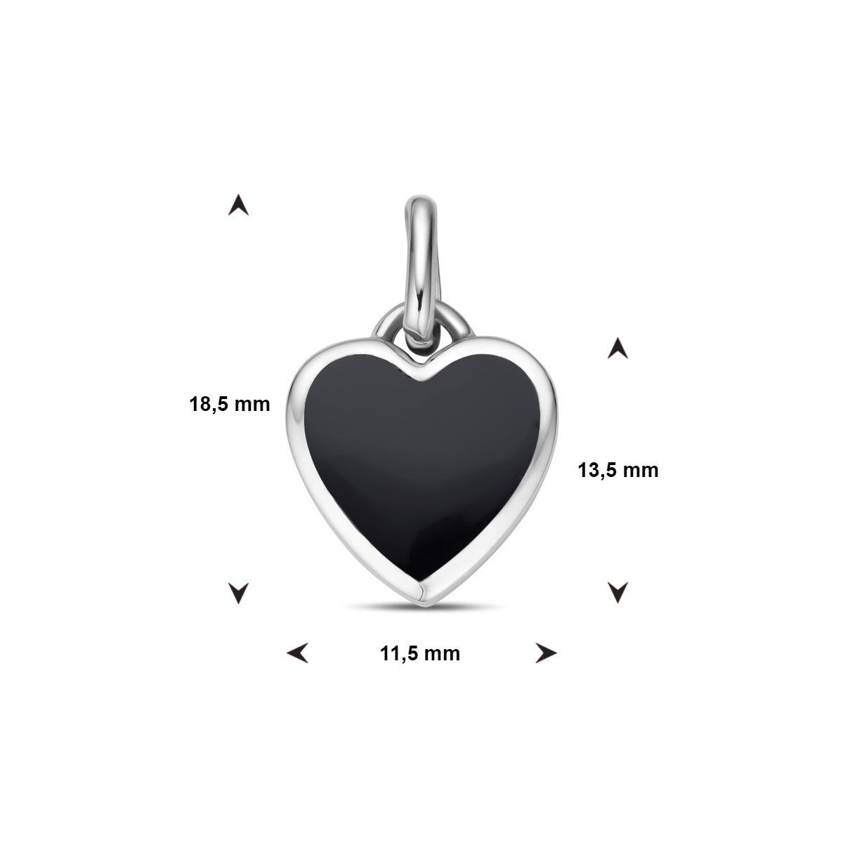 zilver gerhodineerd hanger hartje onyx 1338817 - PansiteNederland.nl