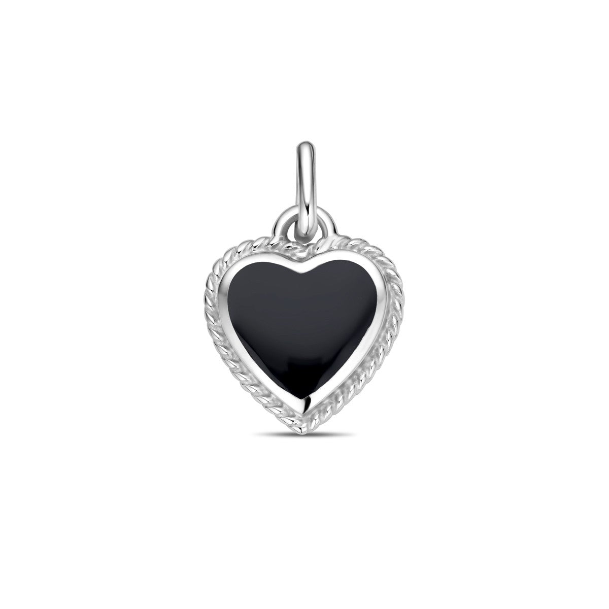 zilver gerhodineerd hanger hartje onyx 1338823 - PansiteNederland.nl