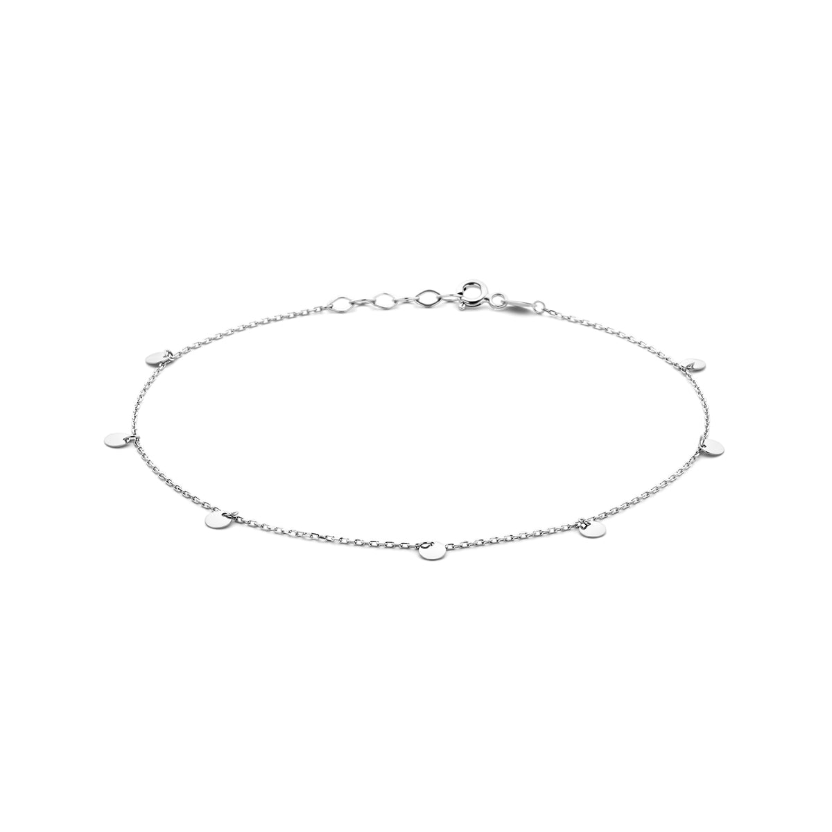 Enkelbandje rondjes 24 + 2 cm zilver gerhodineerd