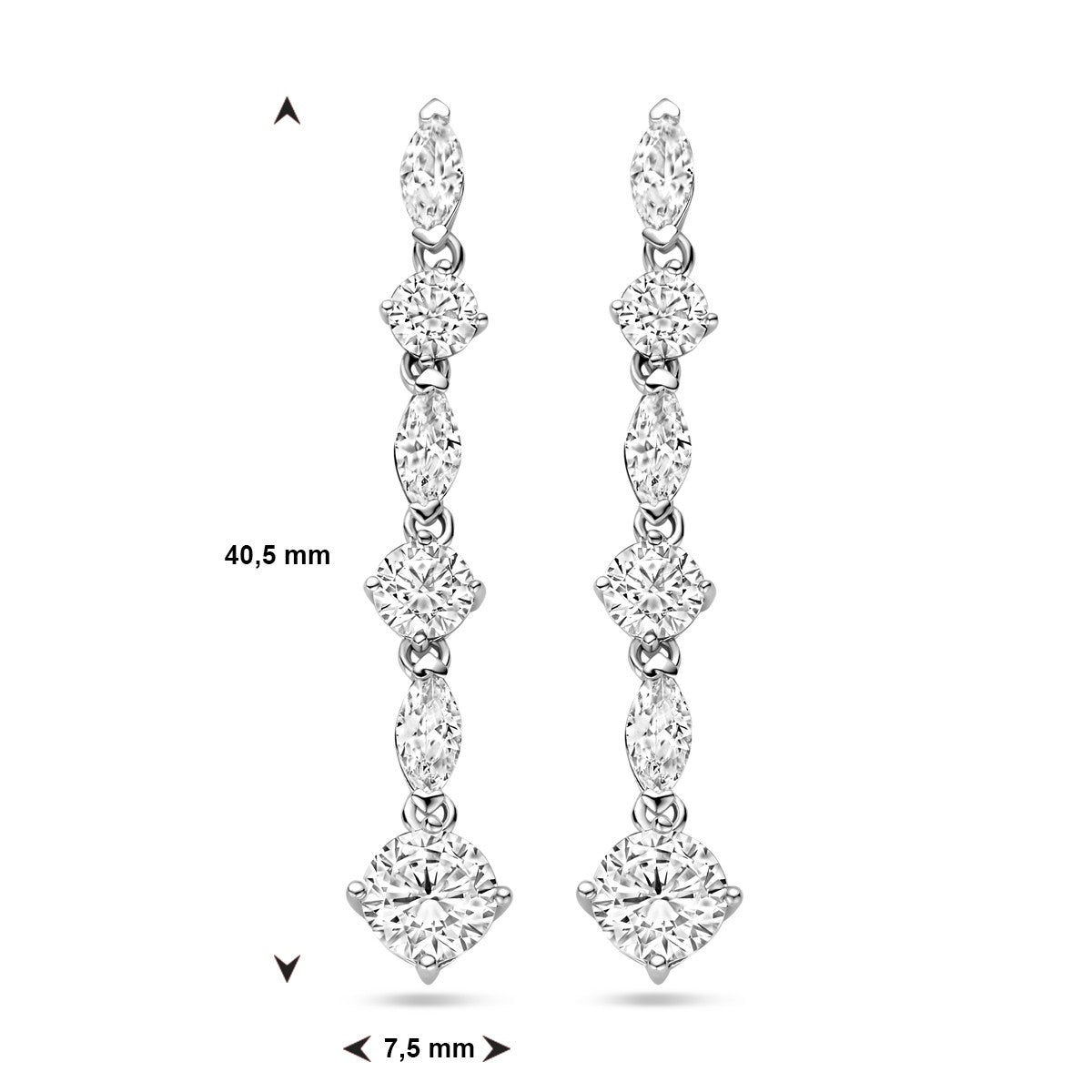 Zilver Gerhodineerd Oorhangers Zirkonia 1338896 - PansiteNederland.nl