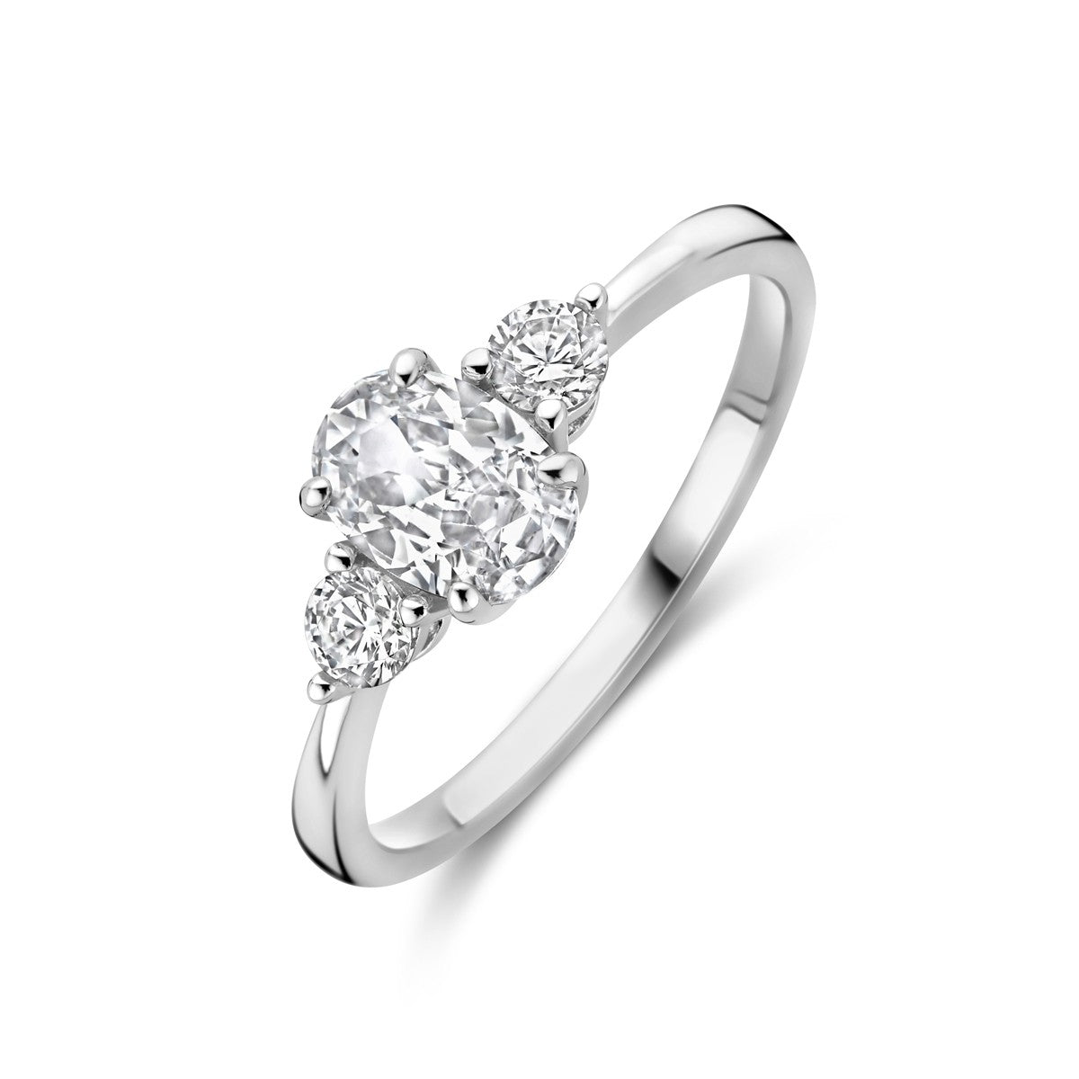 Gerhodineerd Zilver Ring Trilogie Met Zirkonia 7 X 5 Mm 1338911 - PansiteNederland.nl