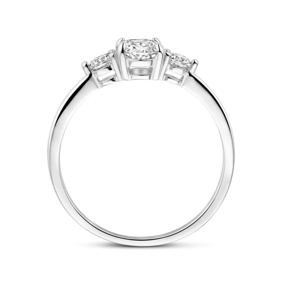 Gerhodineerd Zilver Ring Trilogie Met Zirkonia 7 X 5 Mm 1338911 - PansiteNederland.nl