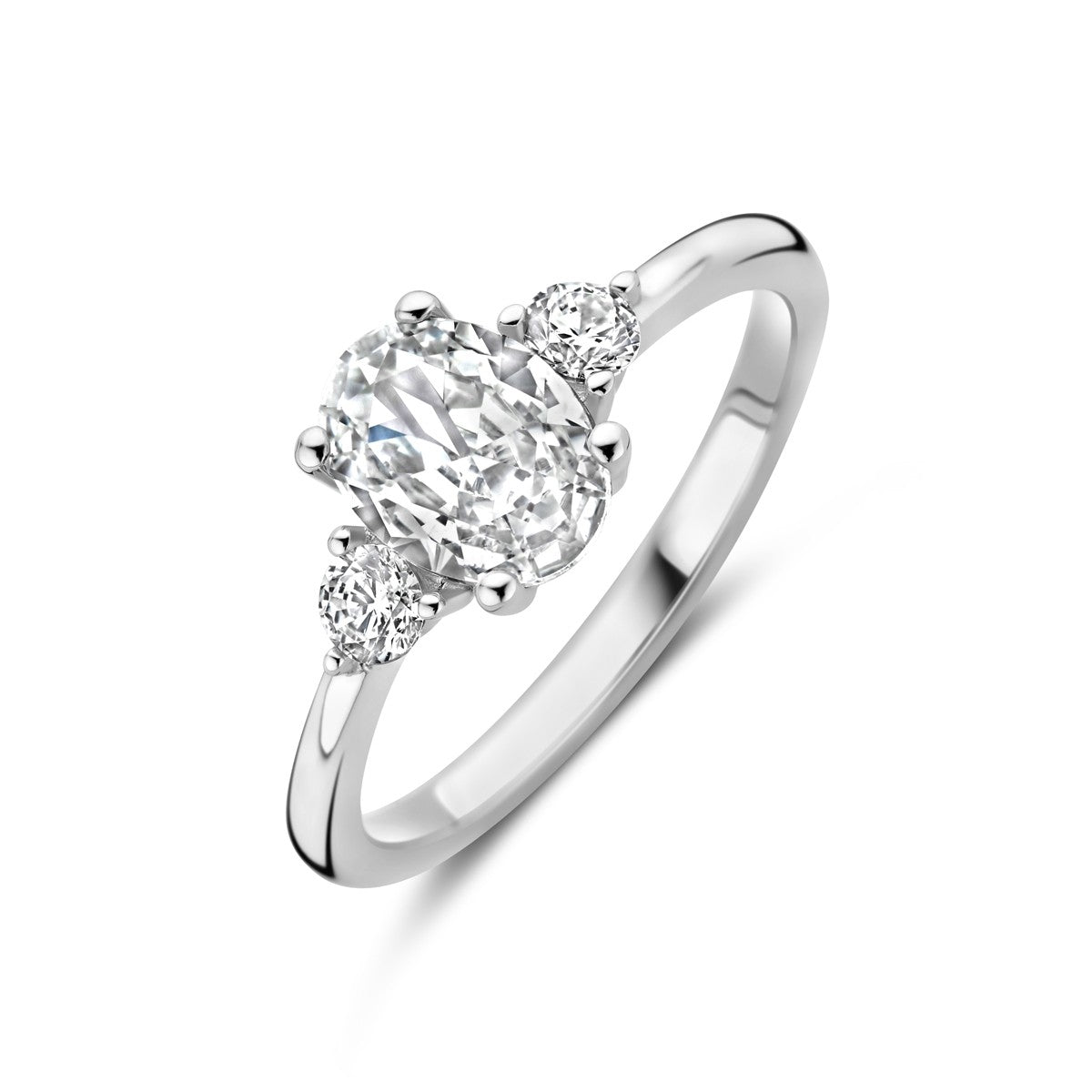 Gerhodineerd Zilver Ring Trilogie Met Zirkonia 8 X 6 Mm 1338916 - PansiteNederland.nl