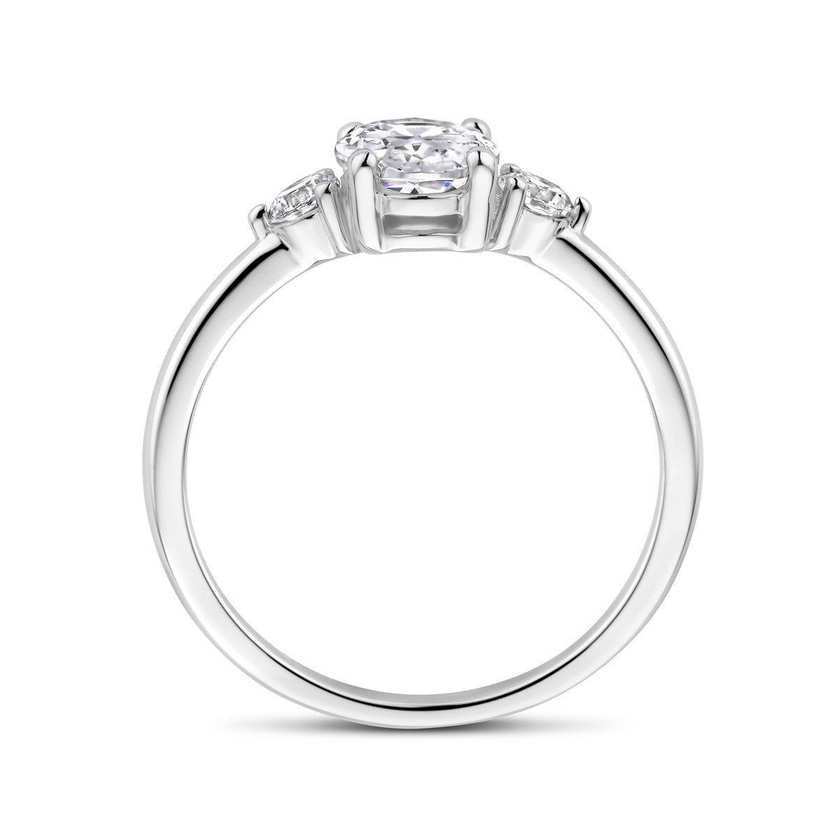 Gerhodineerd Zilver Ring Trilogie Met Zirkonia 8 X 6 Mm 1338916 - PansiteNederland.nl