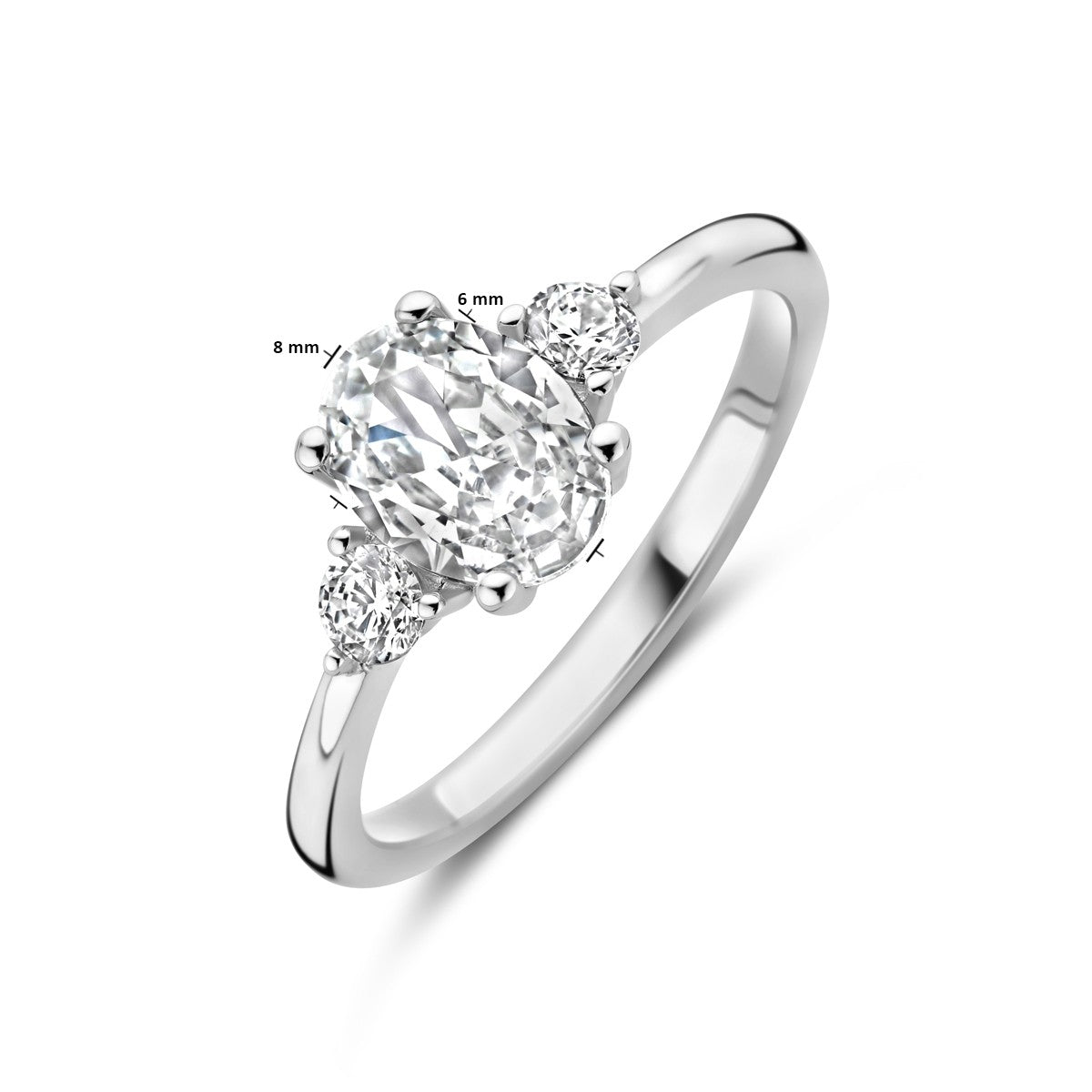 Gerhodineerd Zilver Ring Trilogie Met Zirkonia 8 X 6 Mm 1338916 - PansiteNederland.nl