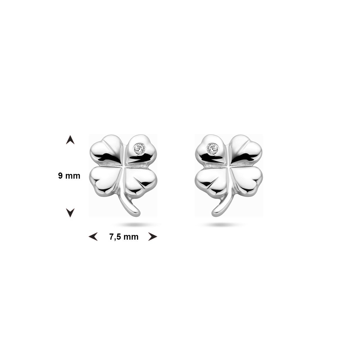 Zilver Gerhodineerd Oorknoppen Klavertje Zirkonia 1338921 - PansiteNederland.nl