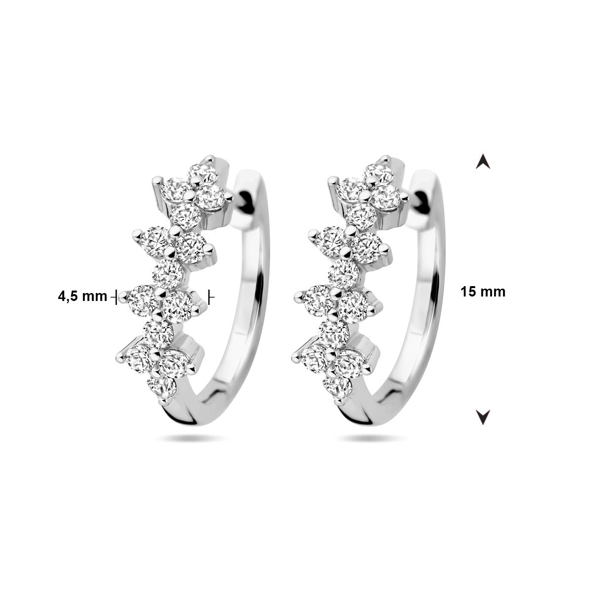 Zilver Gerhodineerd Oorringen Zirkonia 1338922 - PansiteNederland.nl