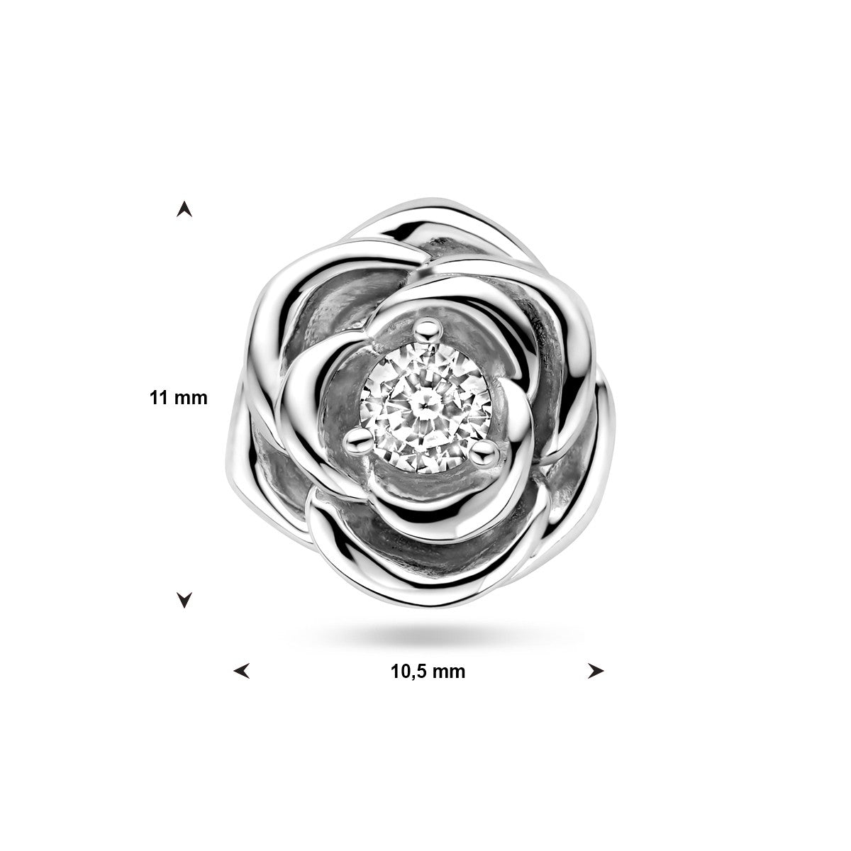 zilver gerhodineerd hanger roos zirkonia 1338923 - PansiteNederland.nl