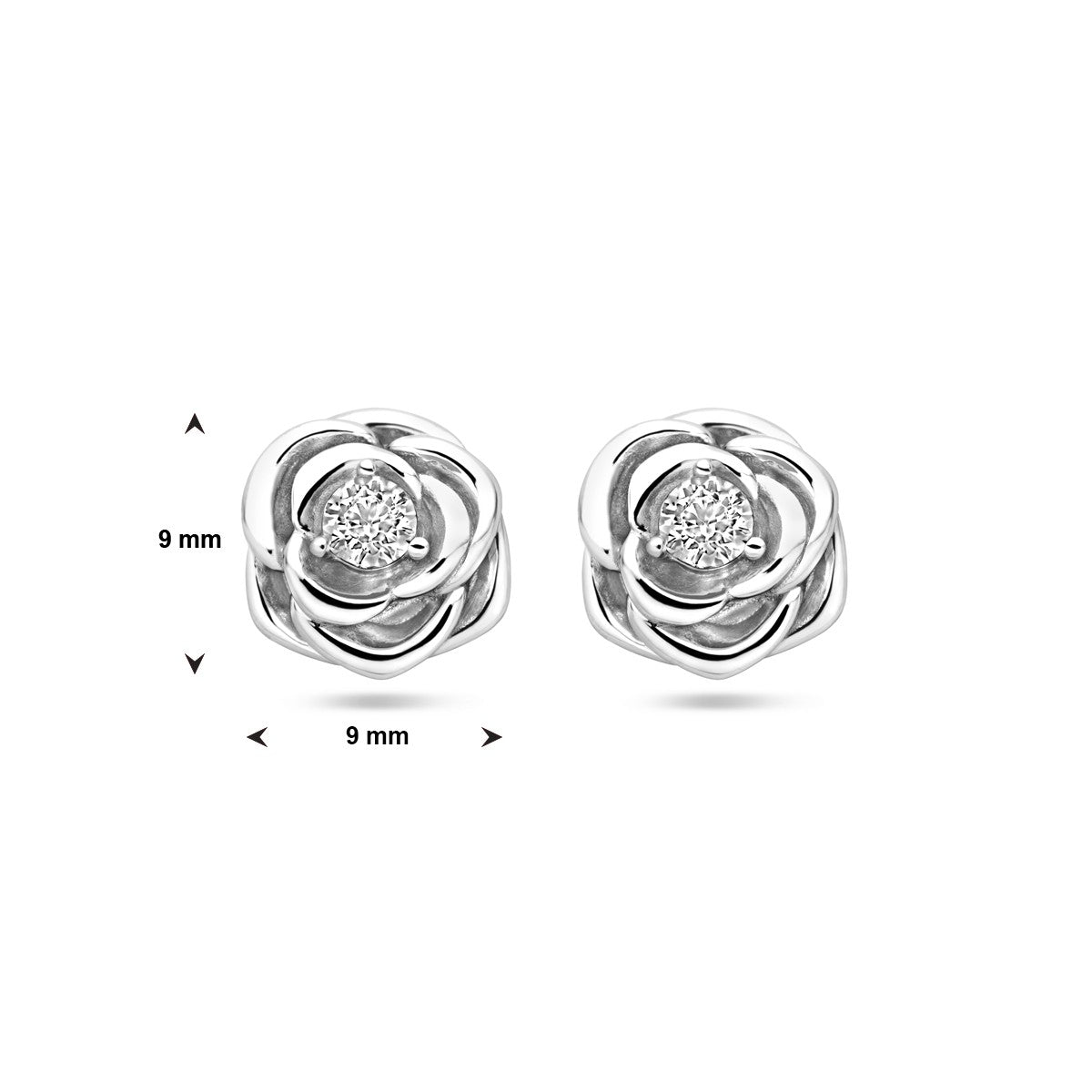 Zilver Gerhodineerd Oorknoppen Roos Zirkonia 1338924 - PansiteNederland.nl