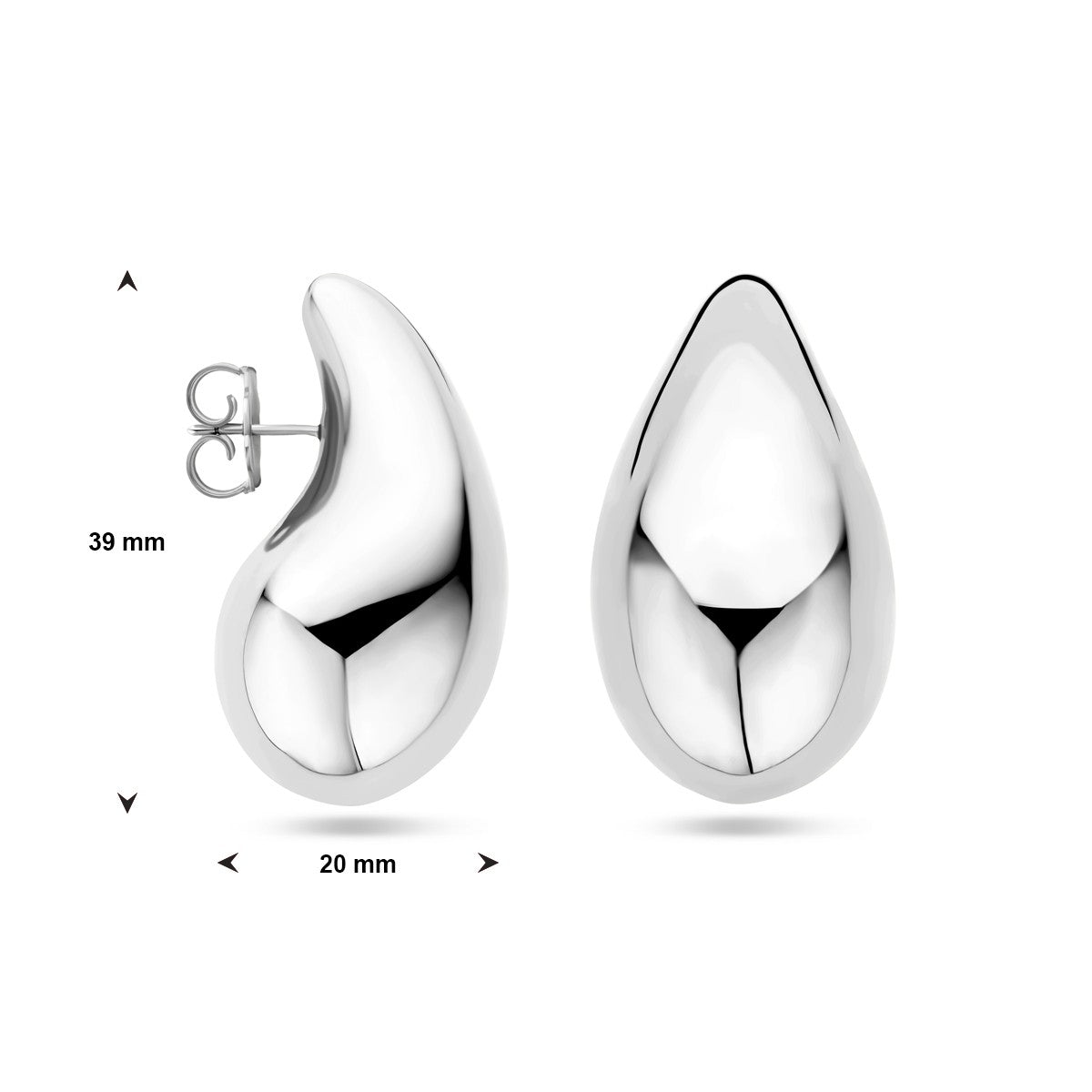 Zilver Gerhodineerd Oorknoppen Druppel 1338989 - PansiteNederland.nl