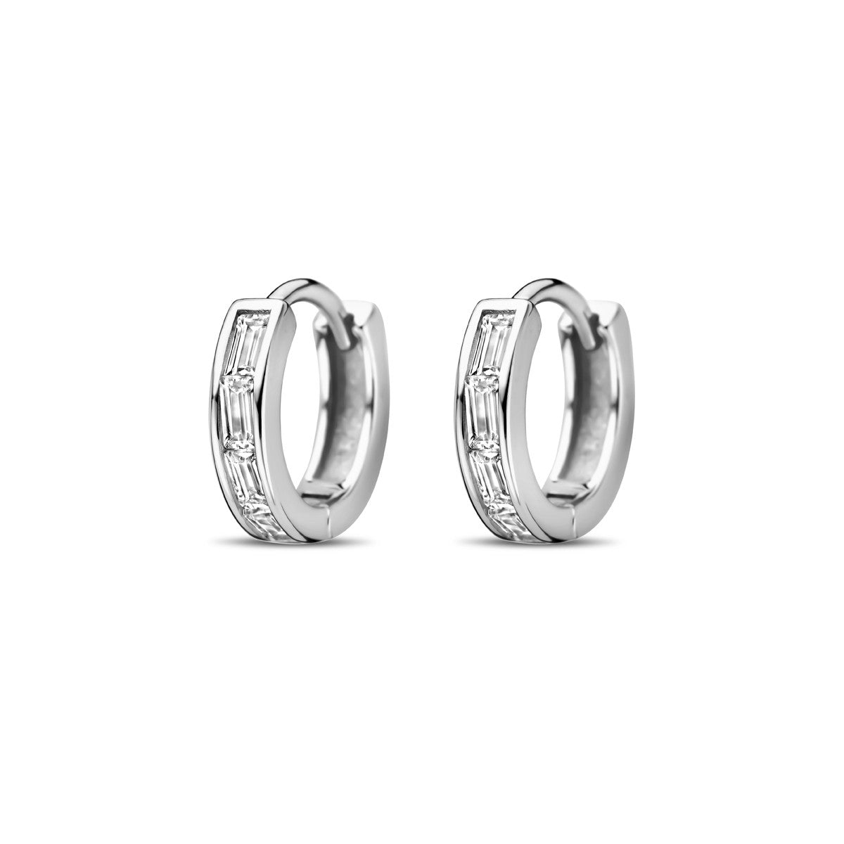 Zilver Gerhodineerd Klapoorringen Zirkonia 10 Mm 1338991 - PansiteNederland.nl