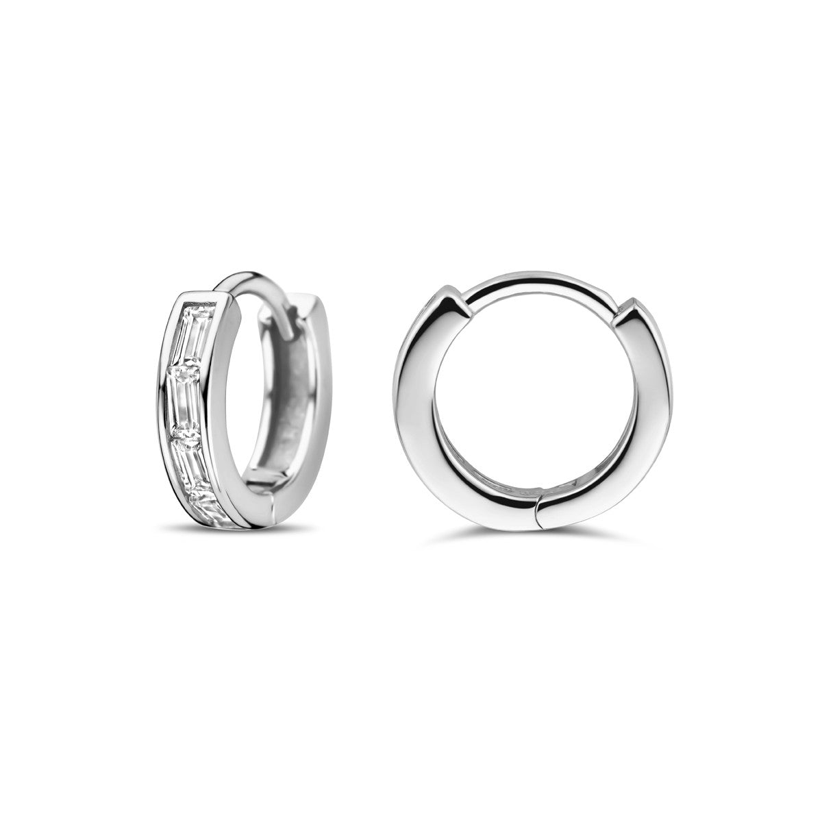 Zilver Gerhodineerd Klapoorringen Zirkonia 10 Mm 1338991 - PansiteNederland.nl