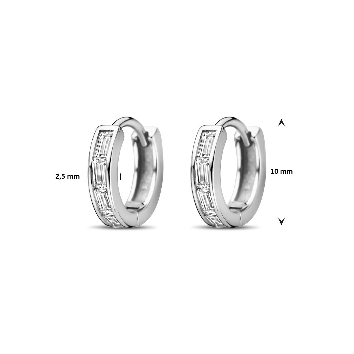 Zilver Gerhodineerd Klapoorringen Zirkonia 10 Mm 1338991 - PansiteNederland.nl