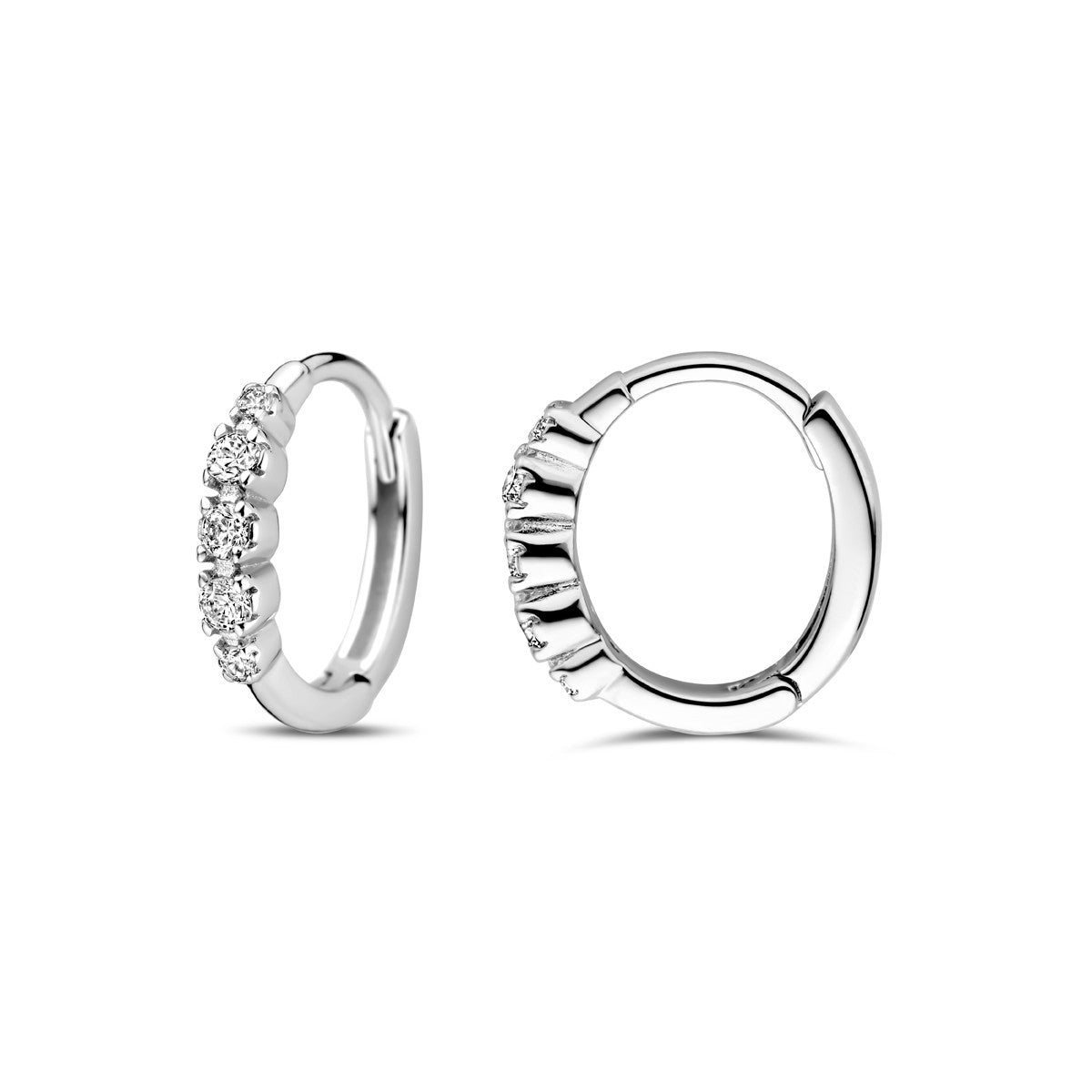 Zilver Gerhodineerd Klapoorringen Zirkonia 11,5 Mm 1338992 - PansiteNederland.nl