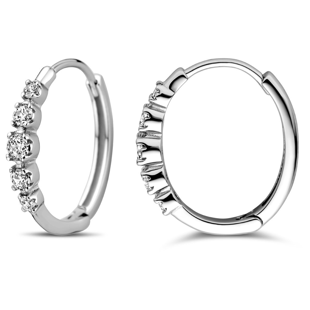 Zilver Gerhodineerd Klapoorringen Zirkonia 18,5 Mm 1338994 - PansiteNederland.nl