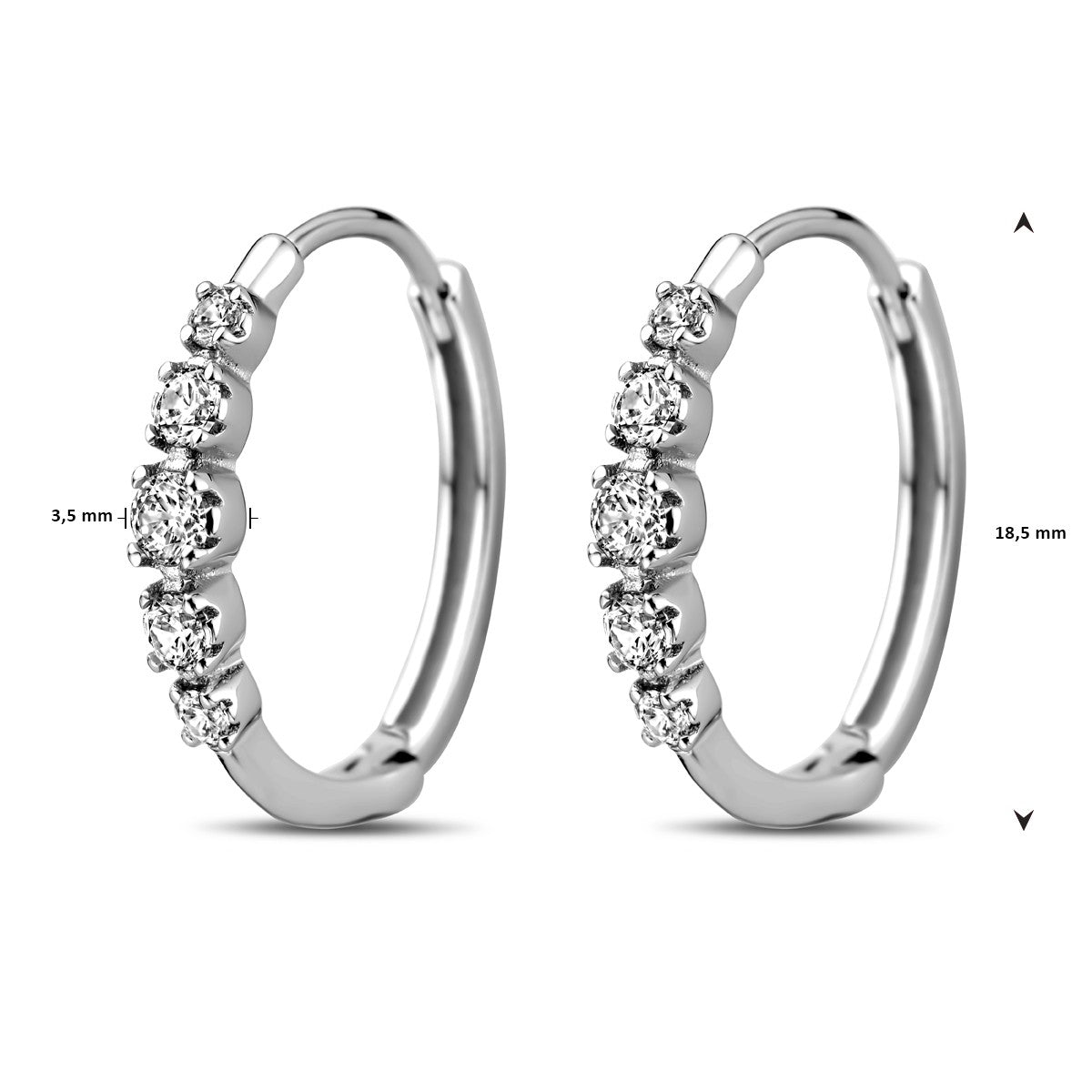 Zilver Gerhodineerd Klapoorringen Zirkonia 18,5 Mm 1338994 - PansiteNederland.nl