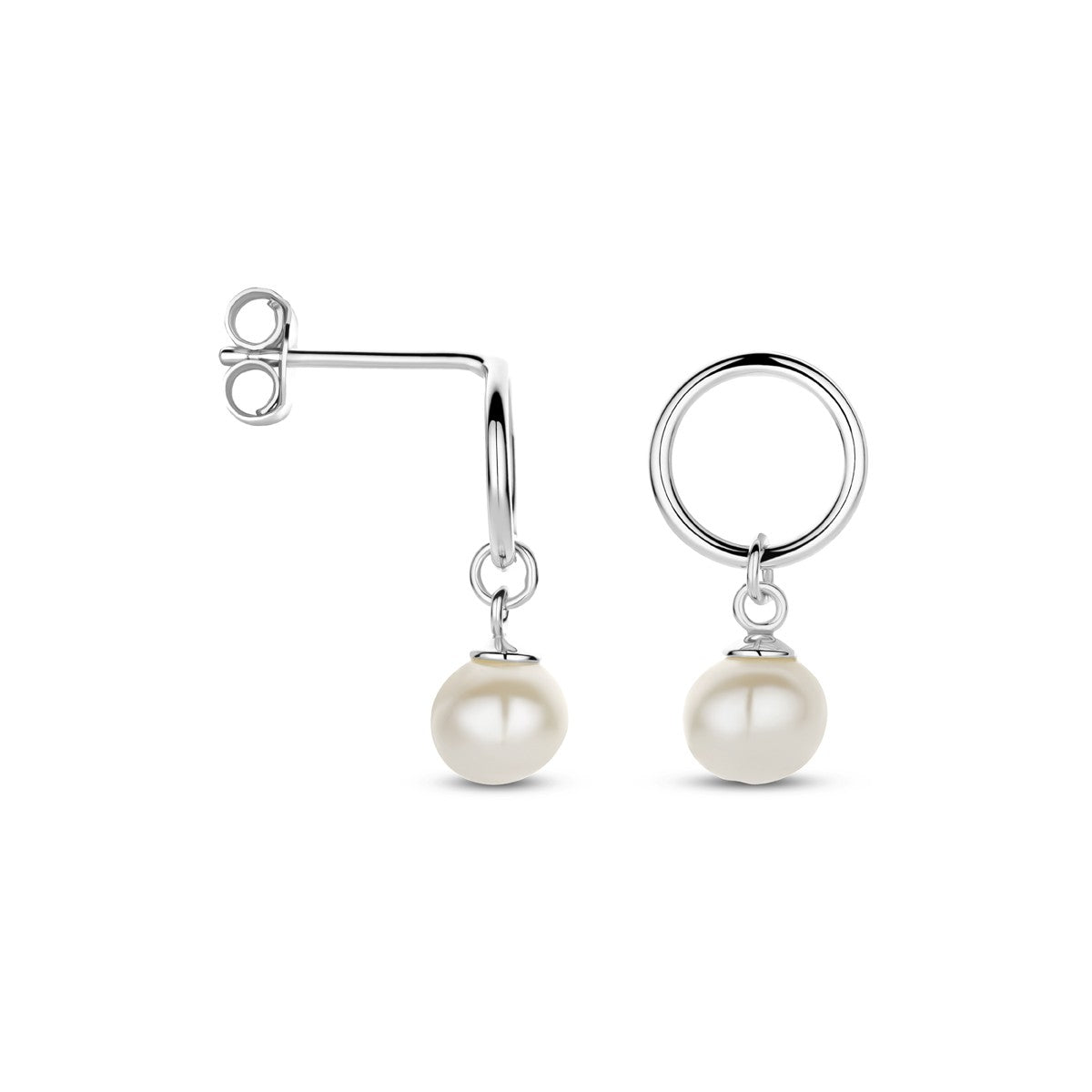 Zilver Gerhodineerd Oorhangers Parel 17 Mm 1338996 - PansiteNederland.nl
