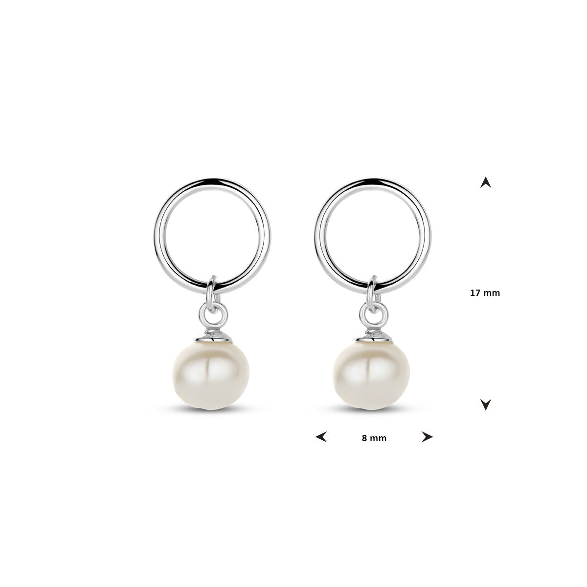 Zilver Gerhodineerd Oorhangers Parel 17 Mm 1338996 - PansiteNederland.nl
