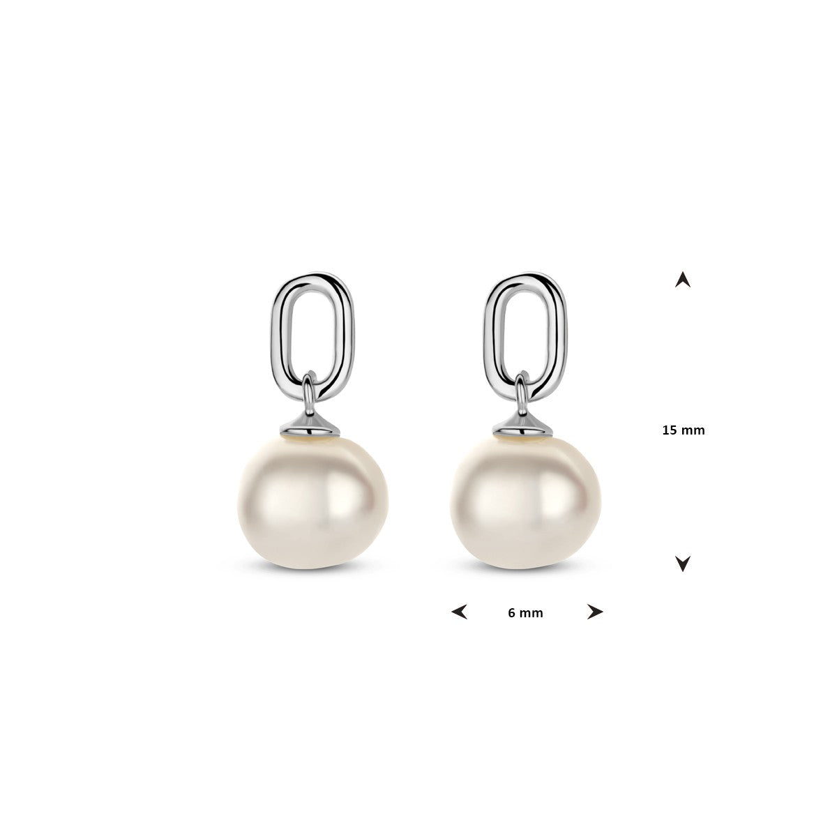 Zilver Gerhodineerd Oorhangers 15 Mm Parel 1338997 - PansiteNederland.nl