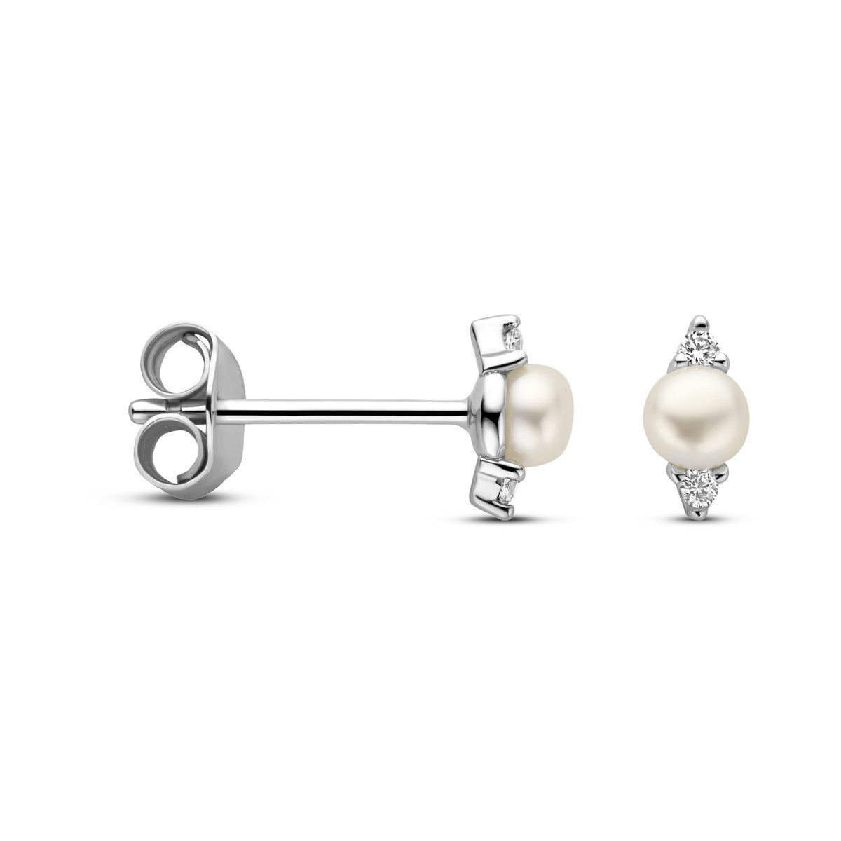 Zilver Gerhodineerd Oorknoppen Parel En Zirkonia 1338998 - PansiteNederland.nl
