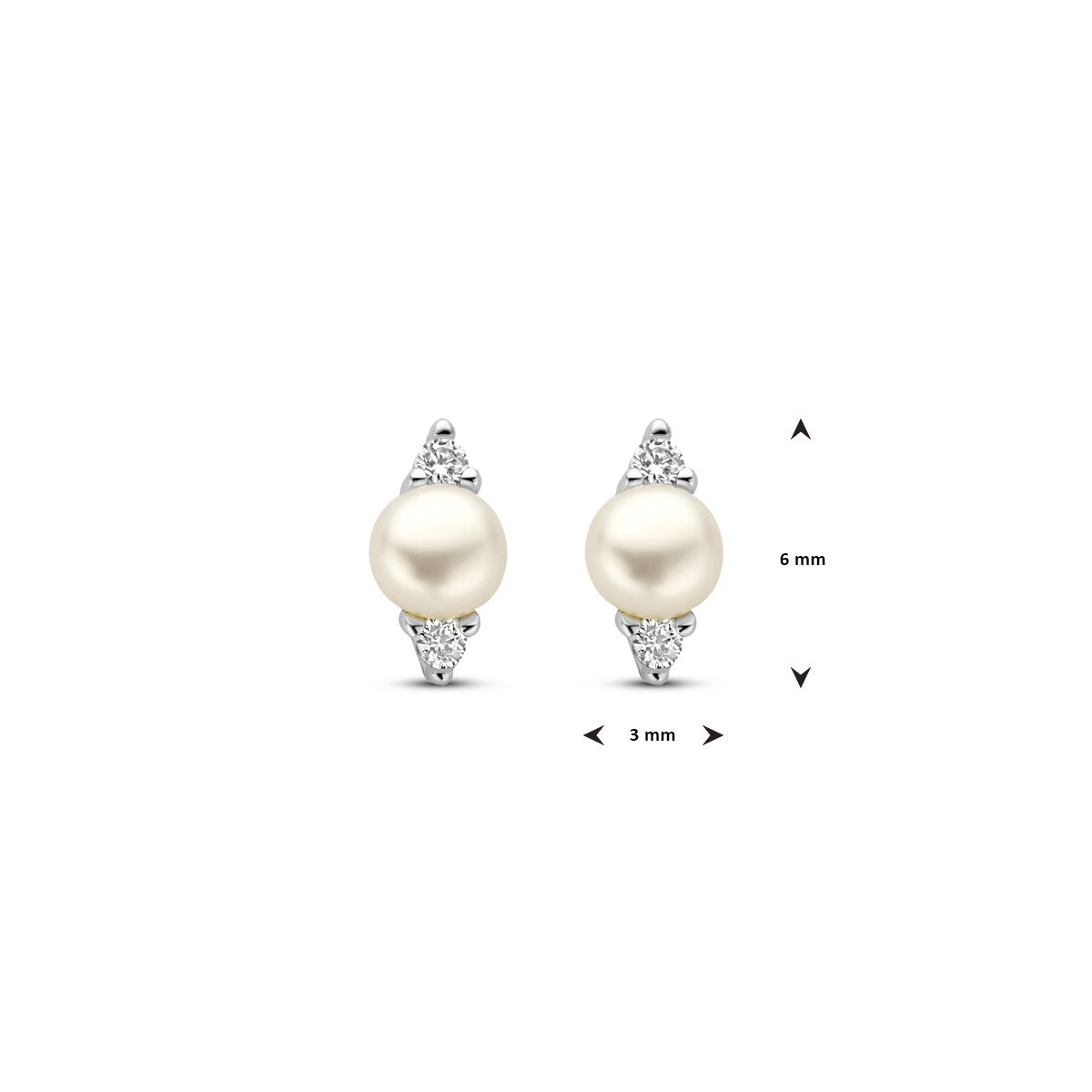 Zilver Gerhodineerd Oorknoppen Parel En Zirkonia 1338998 - PansiteNederland.nl