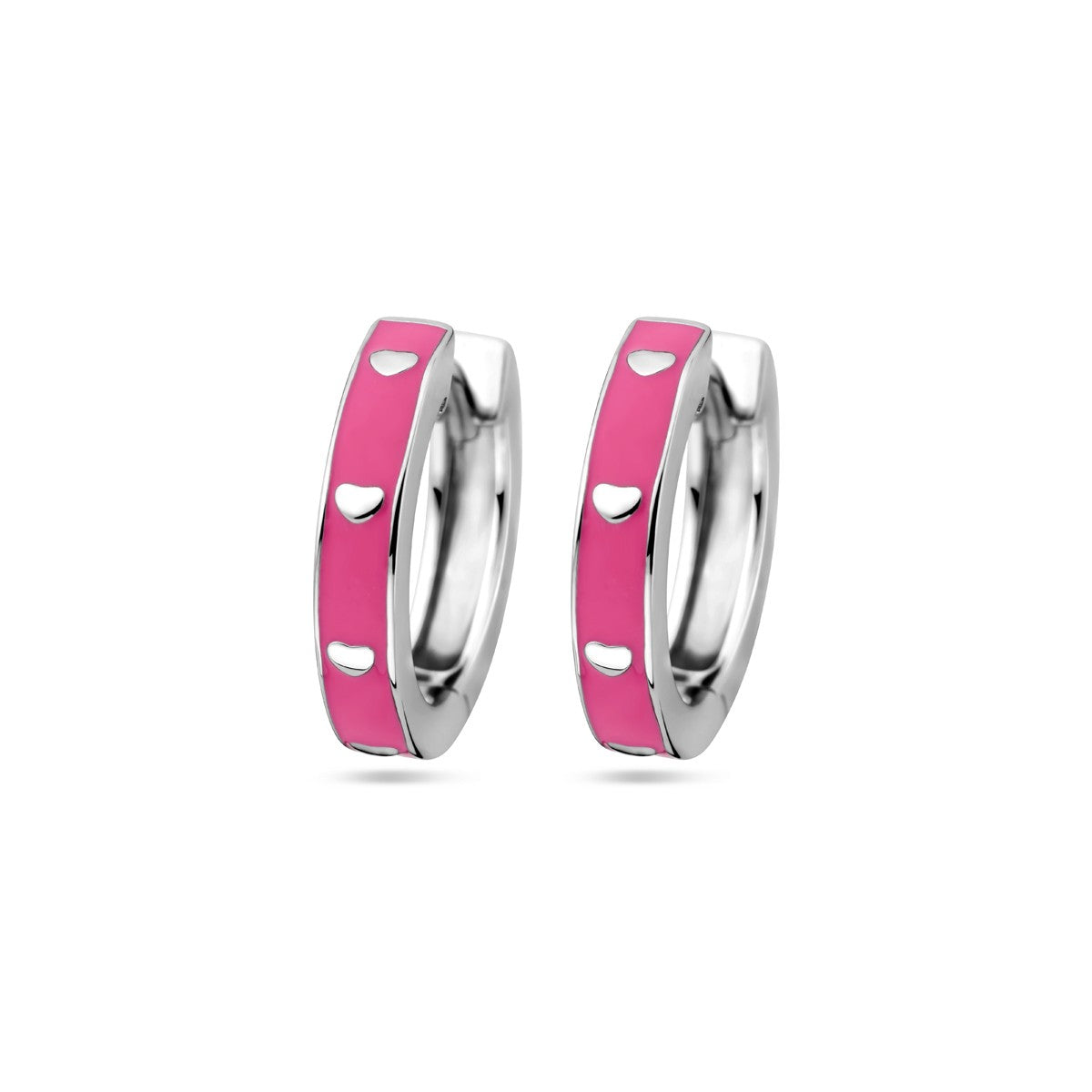 Zilver Gerhodineerd Klapoorringen Roze Emaille 1339016 - PansiteNederland.nl