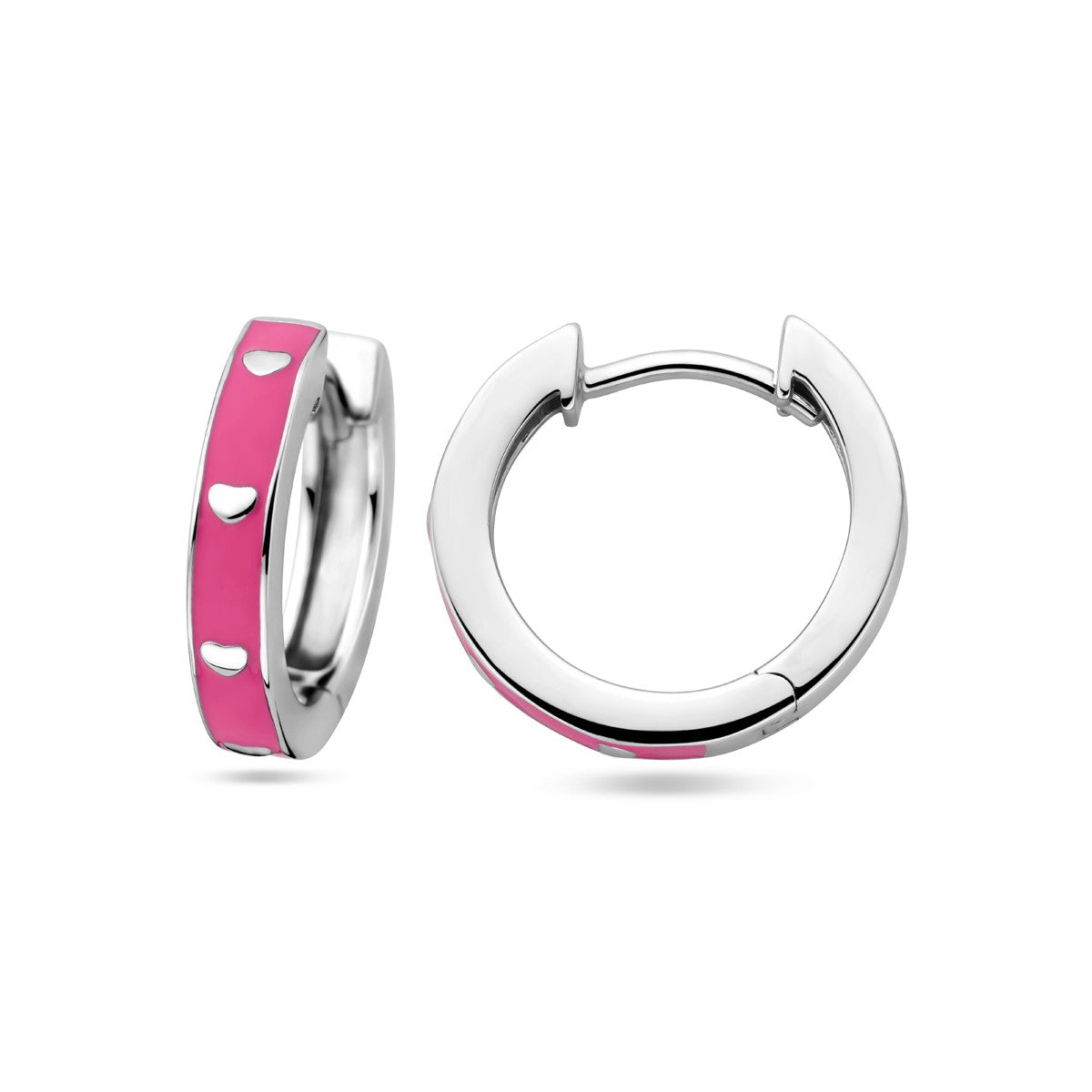 Zilver Gerhodineerd Klapoorringen Roze Emaille 1339016 - PansiteNederland.nl