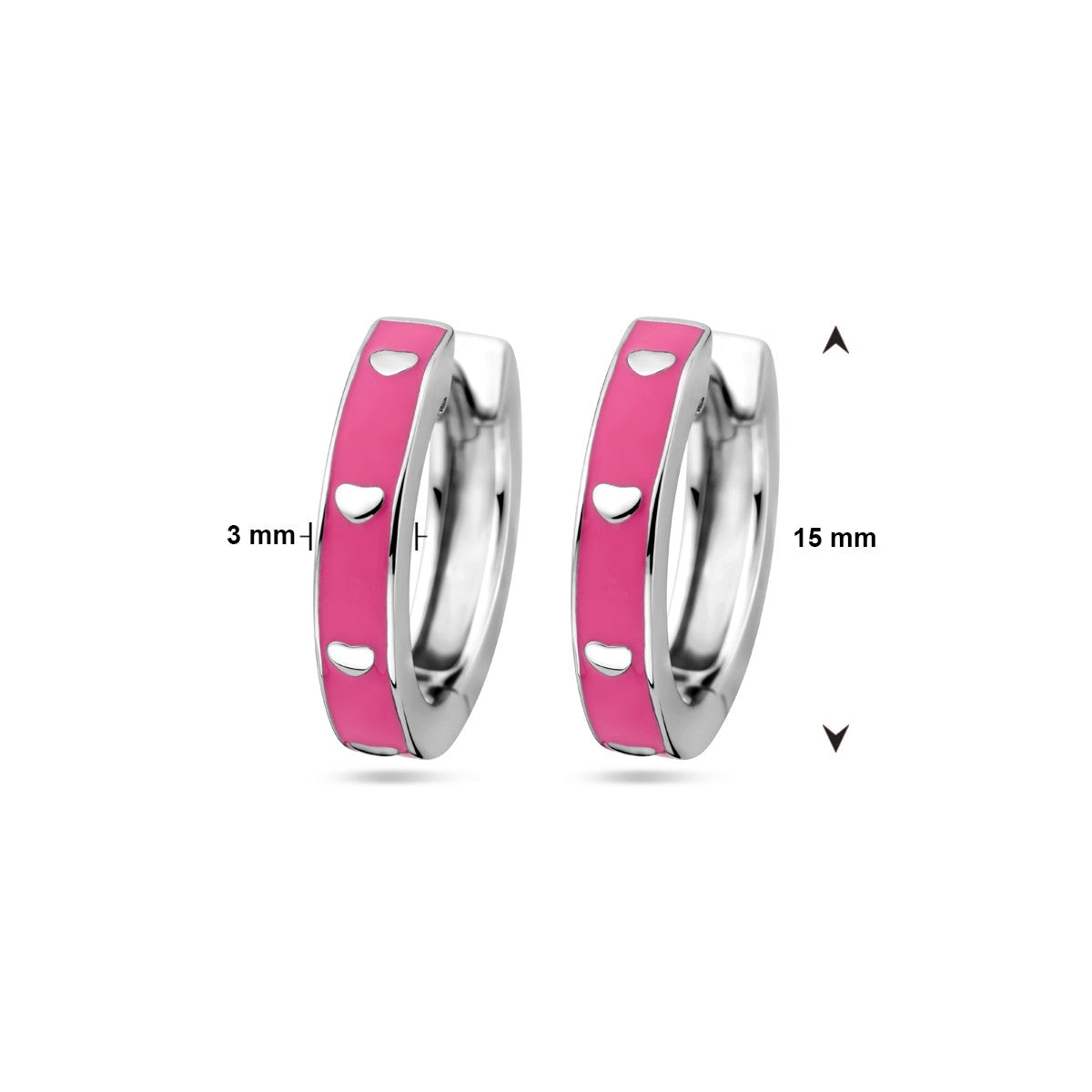 Zilver Gerhodineerd Klapoorringen Roze Emaille 1339016 - PansiteNederland.nl