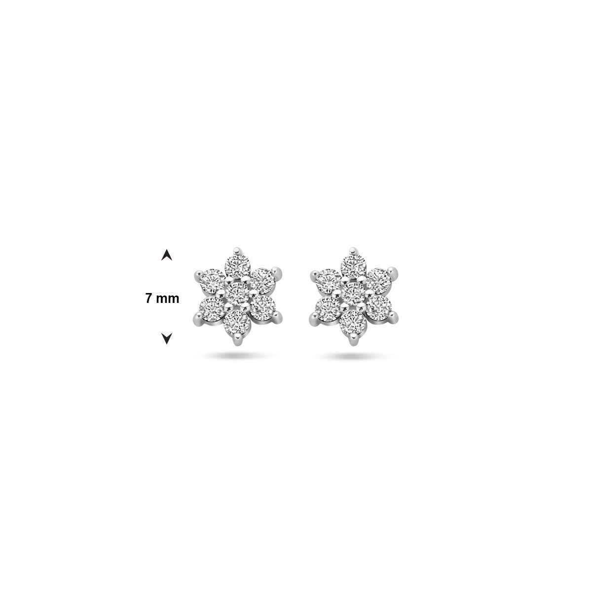 Zilver Gerhodineerd Oorknoppen Bloem Zirkonia 1339025 - PansiteNederland.nl