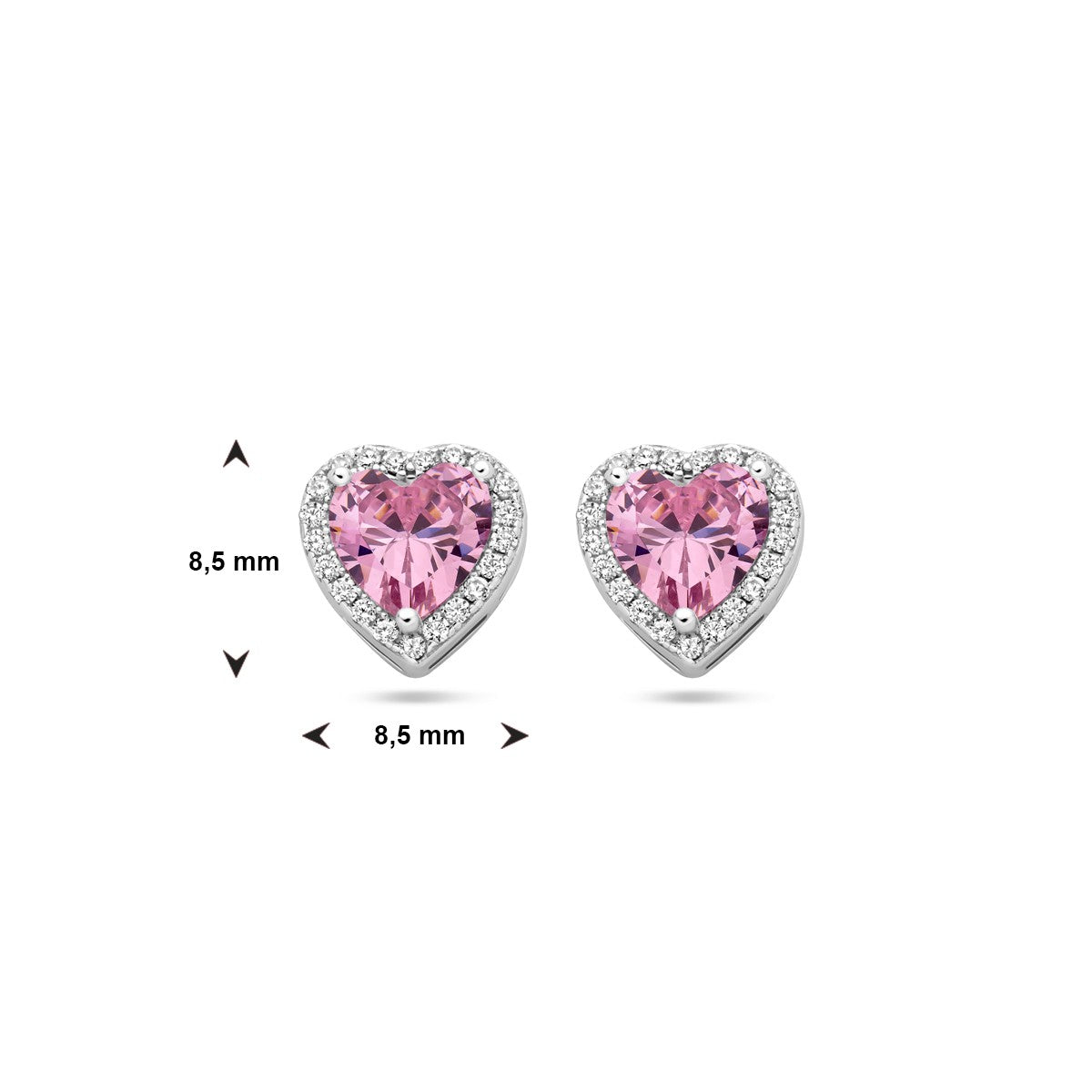 Zilver Gerhodineerd Oorknoppen Hartje Wit En Roze Zirkonia Halo 1339028 - PansiteNederland.nl