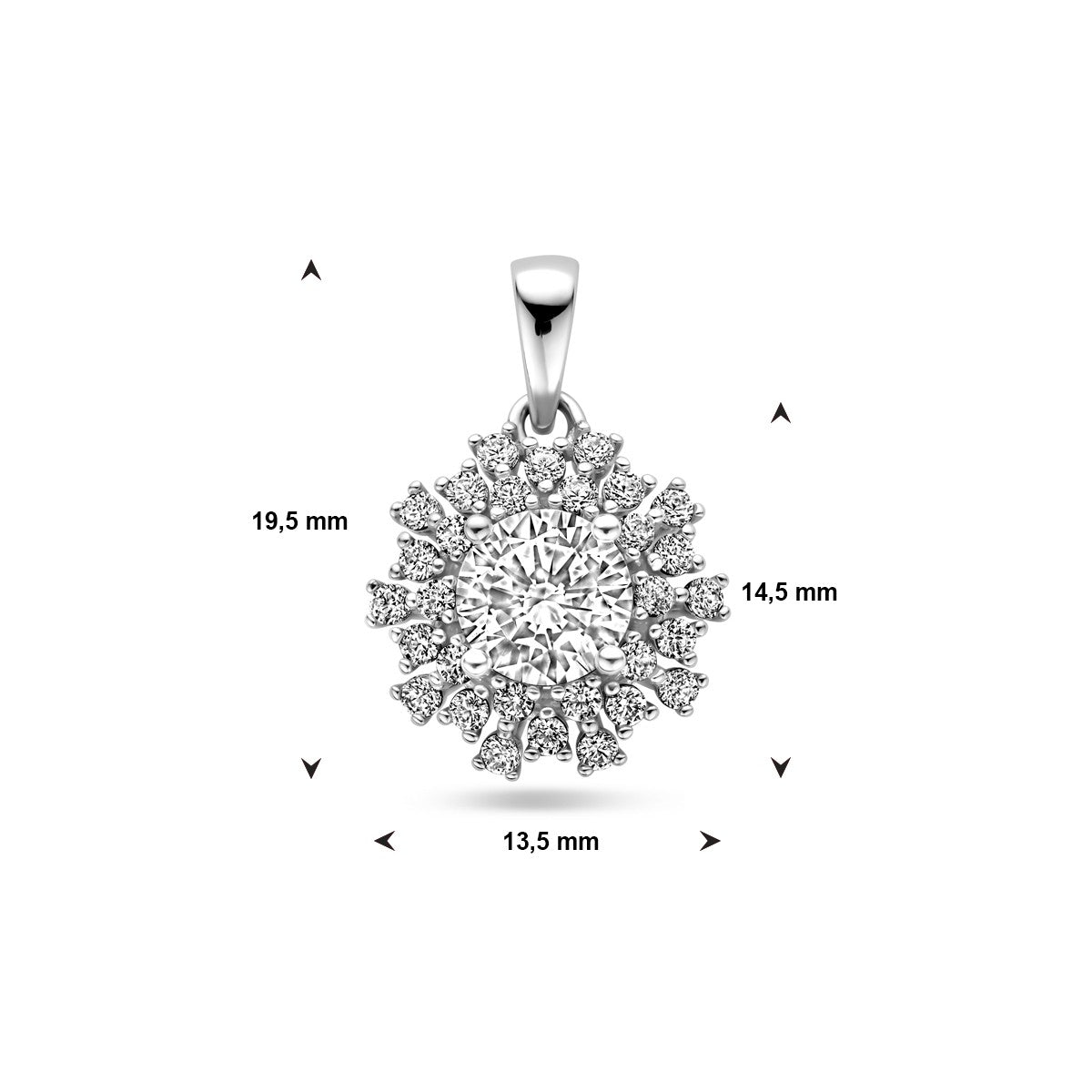 zilver gerhodineerd hanger zirkonia 1339040 - PansiteNederland.nl