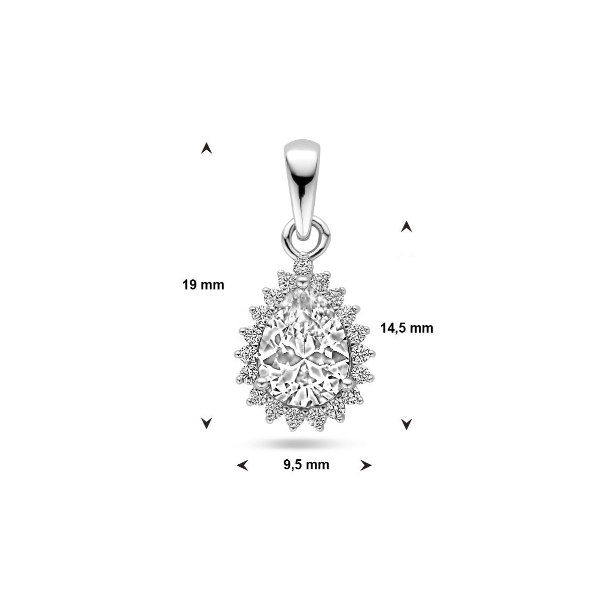 zilver gerhodineerd hanger zirkonia halo 1339041 - PansiteNederland.nl