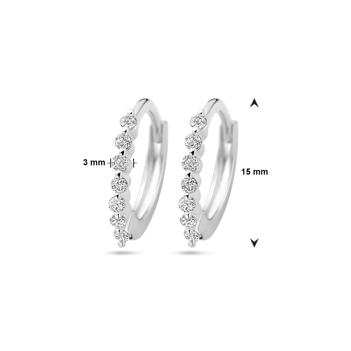 Zilver Gerhodineerd Klapoorringen Zirkonia 1339042 - PansiteNederland.nl