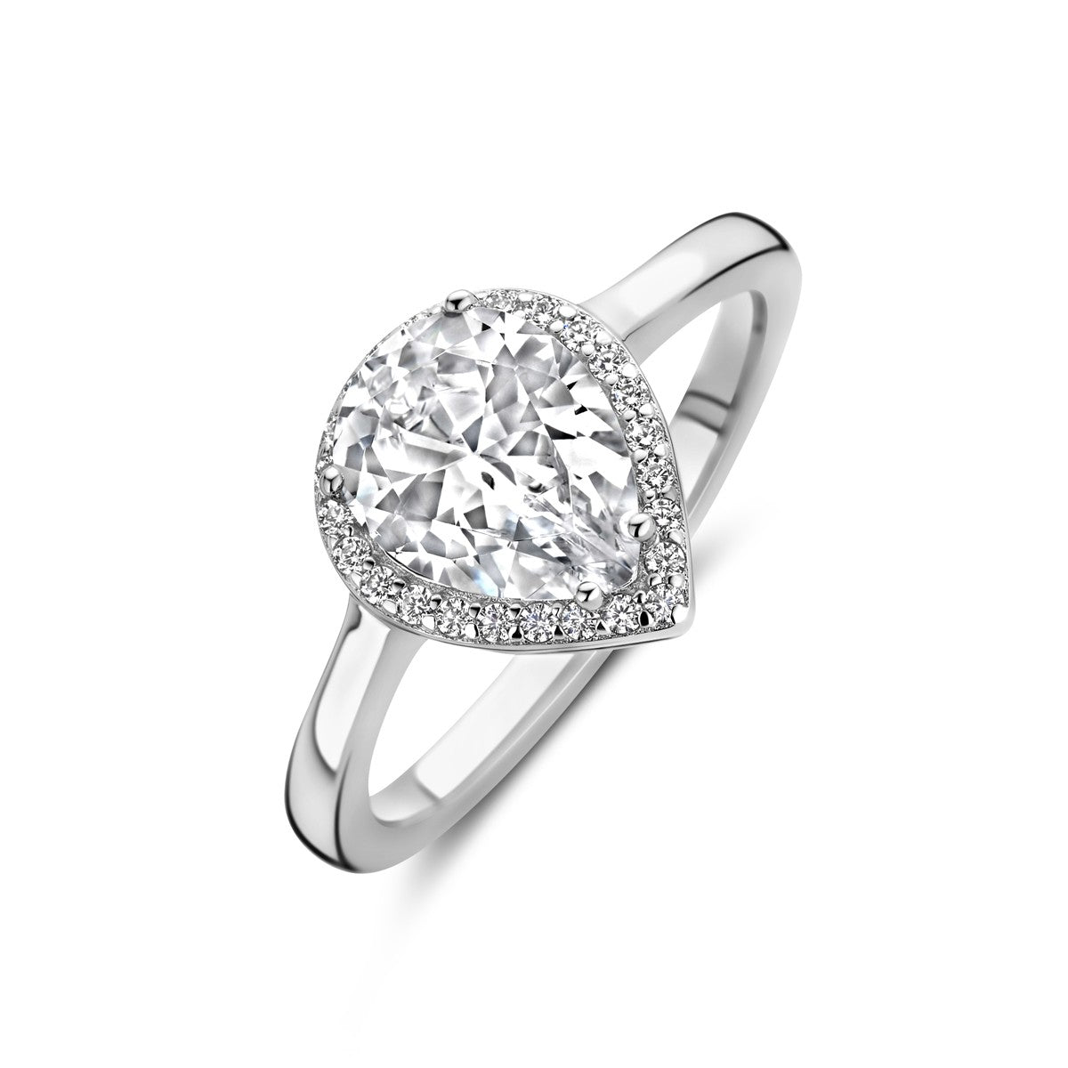 Gerhodineerd Zilver Ring Wit Met Zirkonia Halo 1339043 - PansiteNederland.nl
