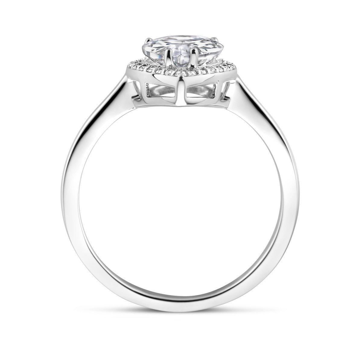 Gerhodineerd Zilver Ring Wit Met Zirkonia Halo 1339043 - PansiteNederland.nl
