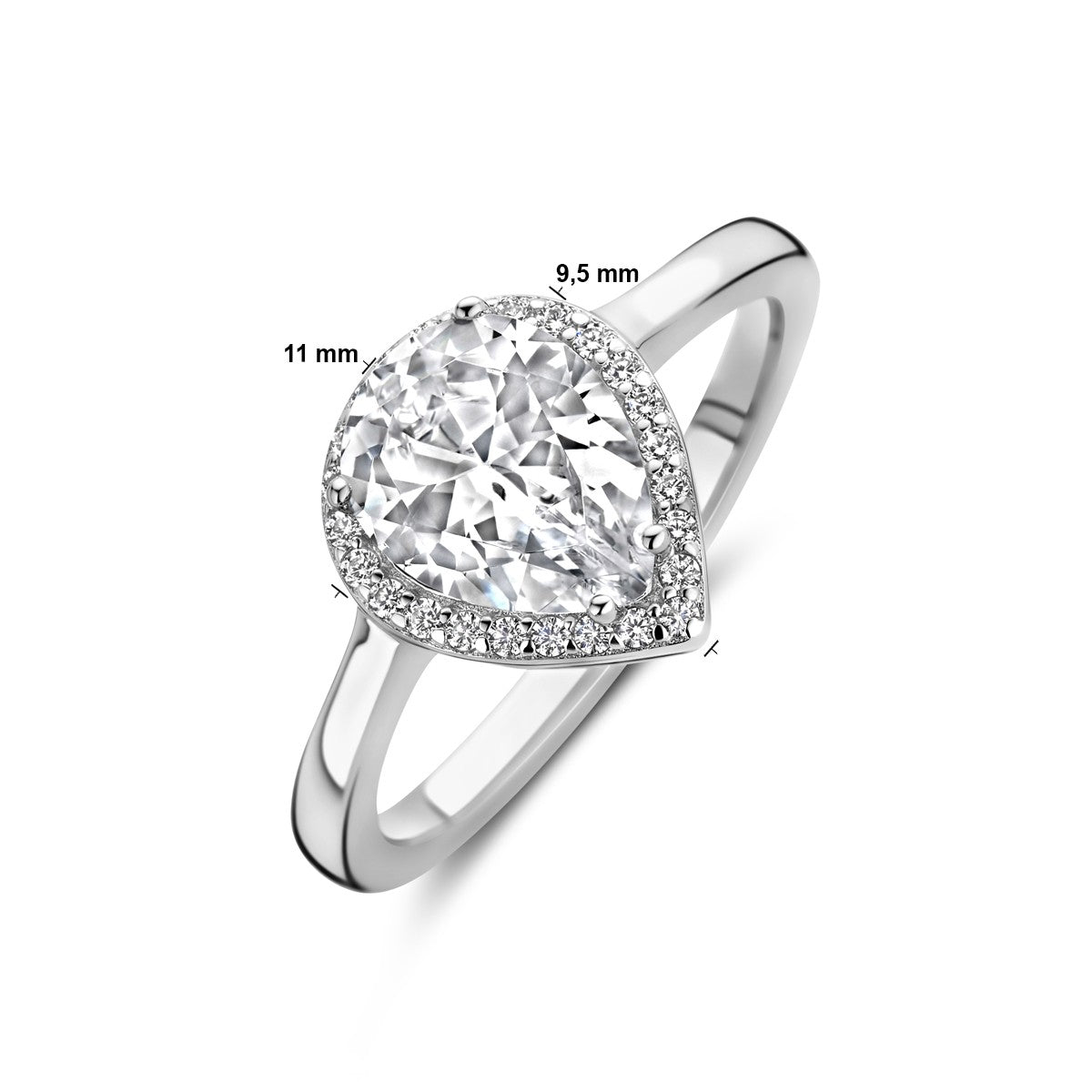 Gerhodineerd Zilver Ring Wit Met Zirkonia Halo 1339043 - PansiteNederland.nl
