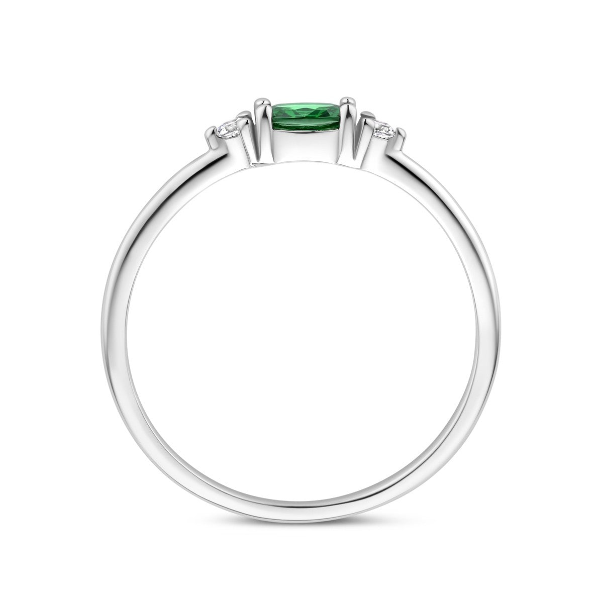 Gerhodineerd Zilver Ring Wit En Groen Met Zirkonia 1339073 - PansiteNederland.nl