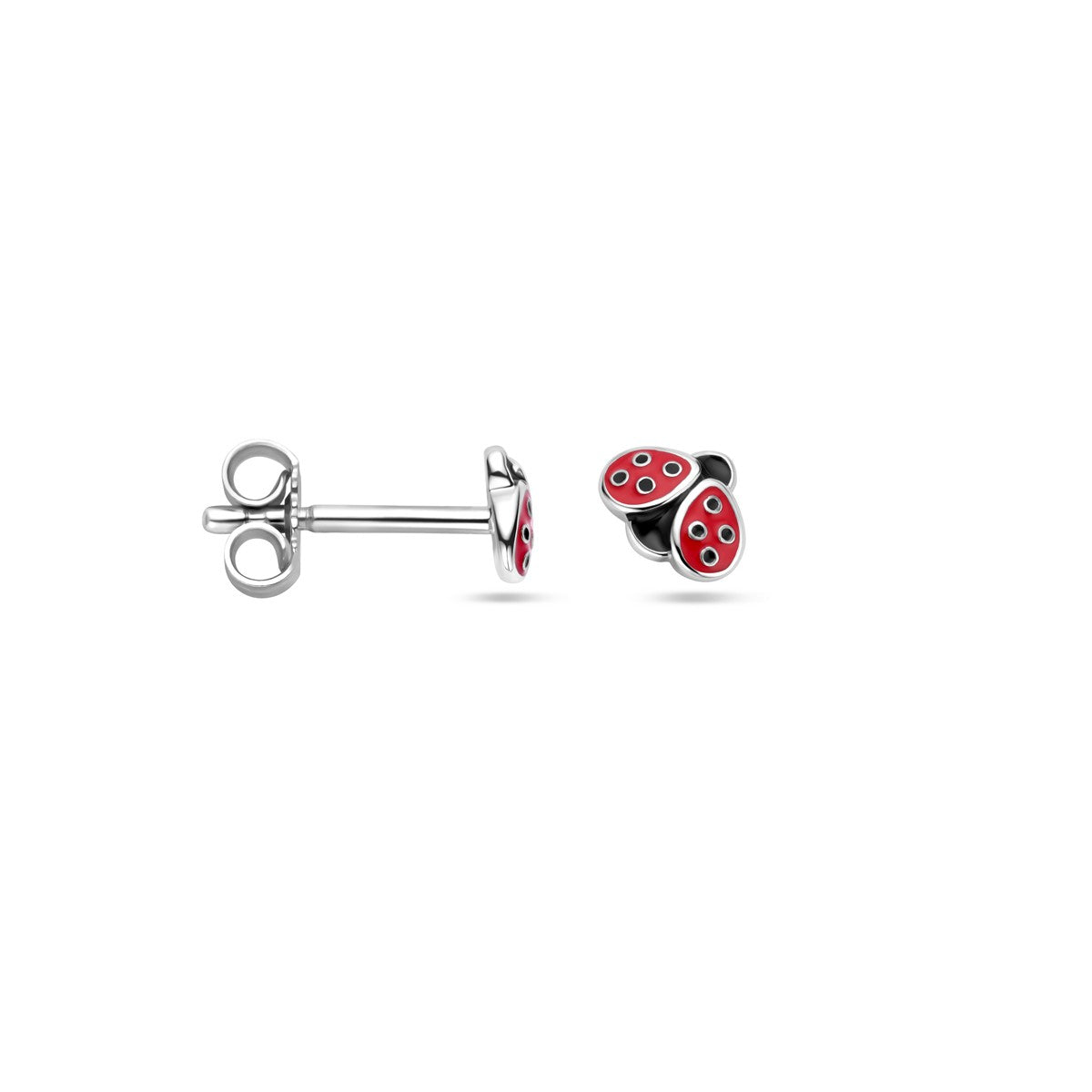 Zilver Gerhodineerd Oorknoppen Lieveheersbeestje Emaille 1339079 - PansiteNederland.nl