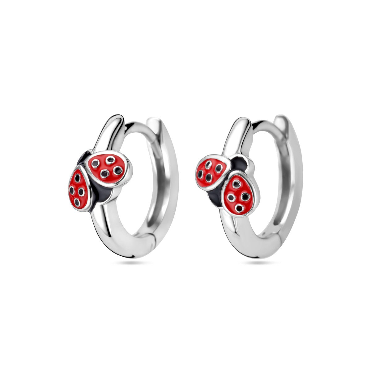 Zilver Gerhodineerd Klapoorringen Lieveheersbeestje Emaille 1339080 - PansiteNederland.nl