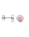Zilver Gerhodineerd Oorknoppen Hart Zirkonia En Roze Emaille 1339082 - PansiteNederland.nl