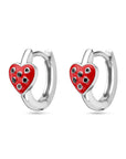Zilver Gerhodineerd Klapoorringen Hart Rood En Zwart Emaille 1339085 - PansiteNederland.nl