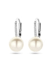 Zilver Gerhodineerd Oorhangers Parel En Zirkonia Brisur Haak 1339103