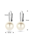 Zilver Gerhodineerd Oorhangers Parel En Zirkonia Brisur Haak 1339103